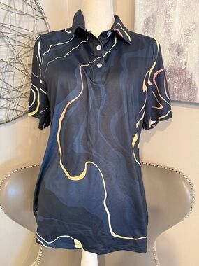 Swirl Print Polo Golf Ladies Tee size large